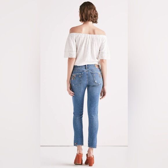 Lucky Brand “Ava” Mid Rise Skinny Jean With Embroidery Sz 8/29 - Picture 7 of 11